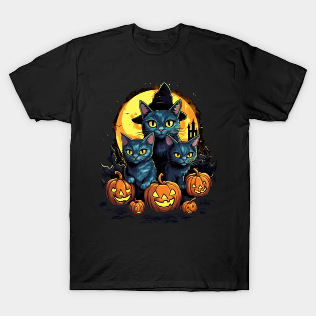 Halloween Scary Black Cats Lover T-Shirt by Ramadangonim